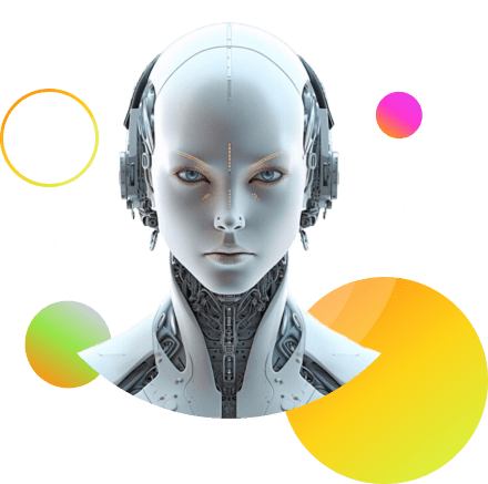 Robot with different circles on background